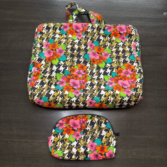 Vintage Versailles Collection Travel Bag Set Floral Houndstooth 80s 90s - Picture 1 of 9